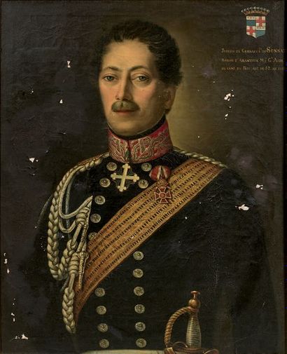 null Portrait de Joseph de Gerbaix Comte de Sonnaz, huile sur toile signée et datée...