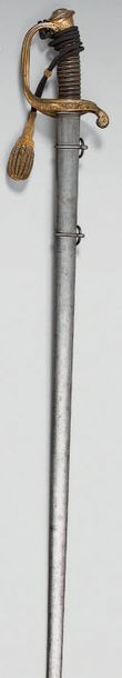 null Sabre d'officier supérieur modèle 1845/1855, garde à une branche en laiton doré,...