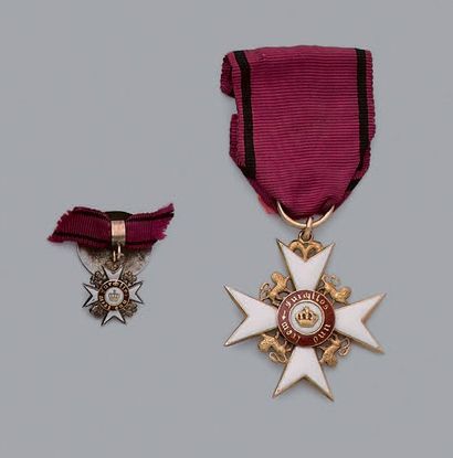 null Croix de chevalier de l'ordre de la Couronne de Wurtemberg en or, émaillée,...