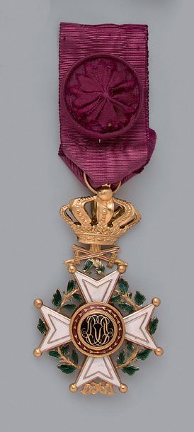 null Croix d'officier de l'ordre de Léopold 1er de Belgique, 2e type à titre militaire,...