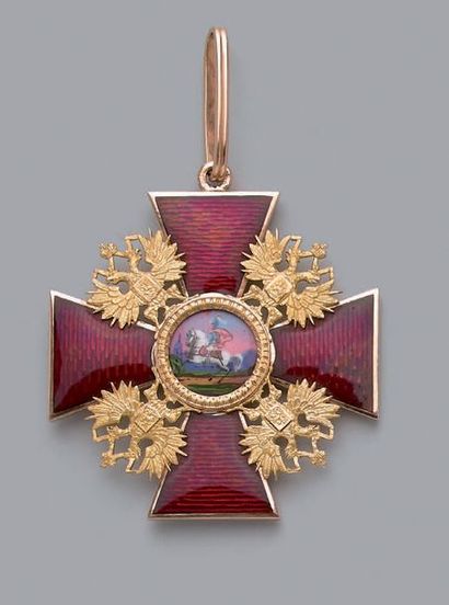 null Croix de chevalier de l'ordre de Saint-Alexandre Nevsky en or, à quatre branches...