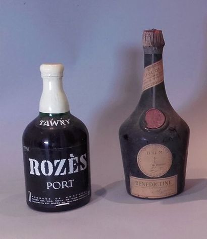 null Ensemble de 3 bouteilles: 1 bouteille PORTO Rozès, 1 bouteille BÉNÉDICTINE (vieille),...