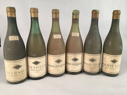 null 6 bouteilles BOURGOGNE blanc, Nicolas (1 Meursault 1954, 2 Pouilly Fuissé 55...