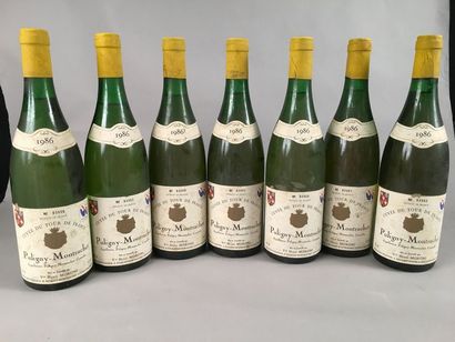 null 7 bouteilles PULIGNY-MONTRACHET "Tour de France", H. Moroni 1986