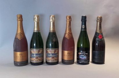 null 6 bouteilles CHAMPAGNE (2 Ivernel rosé, 1 Moët 1978, 2 Barbichon, 1 Guistel...