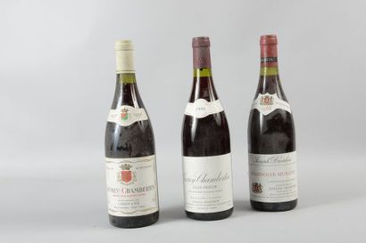 null Ensemble de 3 bouteilles: 1 bouteille GEVREY-CHAMBERTIN "Clos Prieur", F. Esmonin...