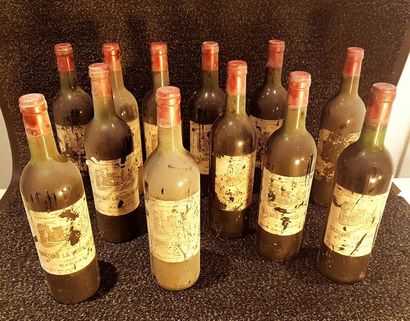null 12 bouteilles Château LA TOUR DE MONS, Margaux 1975 (eta & et, 5 éti illisibles;...