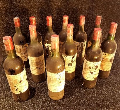 null 12 bouteilles Château LA TOUR DE MONS, Margaux 1975 (eta & et; qq éti illisibles;...