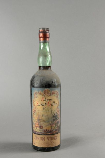 null 1 litre RHUM "Saint-Gilles", Compagnie des Rhums Purs années 40 (15 ans d'âge,...