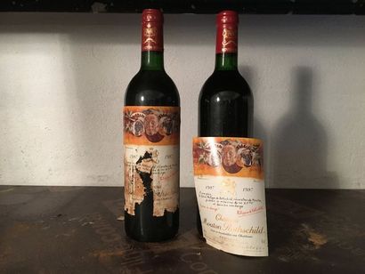 null 2 bouteilles Château MOUTON-ROTHSCHILD, 1° cru Pauillac 1987 (1 J, 1 ea TLB...