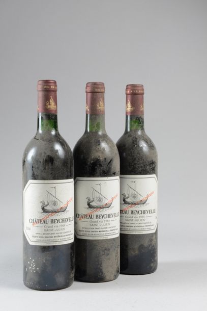 null 3 bouteilles Château BEYCHEVELLE, 4° cru Saint-Julien 1988 (ets)