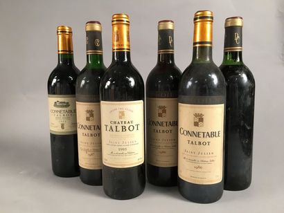 null 6 bouteilles CORDIER (1 SE; 1 Talbot 93, 4 Cpnnétable, 2 de 86, 1 de 87, 1 de...