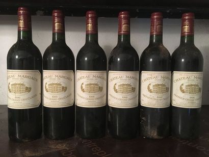 null 6 bouteilles Château MARGAUX, 1° cru Margaux 1996 (es, elt)