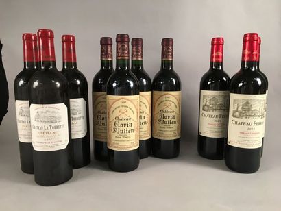 null Ensemble de 10 bouteilles: 4 bouteilles Château GLORIA, Saint-Julien 1997, 3...