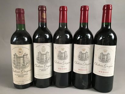 null 5 bouteilles Château GREYSAC, Médoc [3 de 2003, 1 de 2000, 1 de 1986]