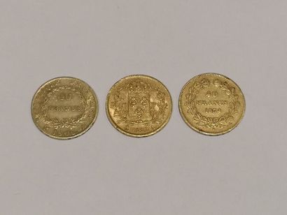 null 
3 pièces de 40 Francs or datées 1806-1830-1834.
