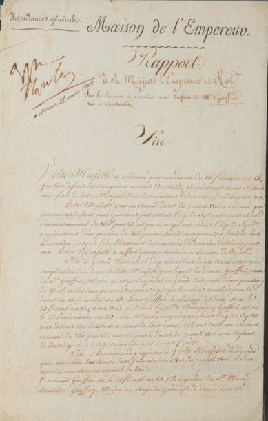 Napoléon Ier (1769-1821) 
P.S. avec un mot autographe “appr Napole”, Osterode 26...