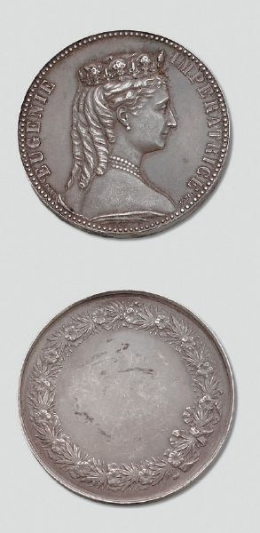 null Médaille en argent: “EUGÉNIE IMPÉRATRICE”, gravée par A. Bovy, 1870; diamètre...