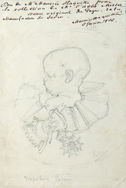 Peyre Jules Constant (1811/1871) 
Dessin au crayon: Le Prince impérial en buste de...