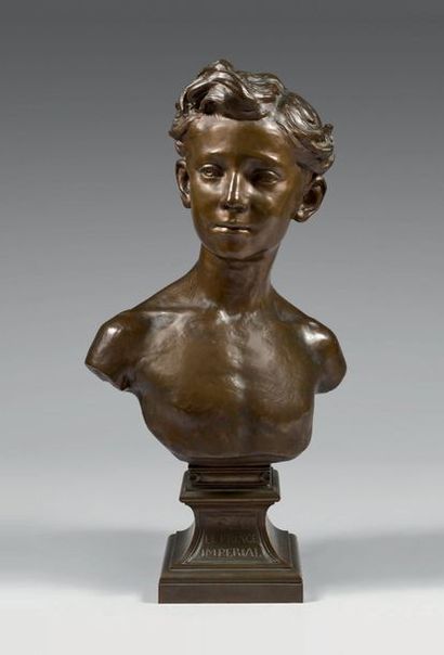 Carpeaux Jean-Baptiste (1827/1875) Le Prince impérial en buste, bronze patiné, grandeur...