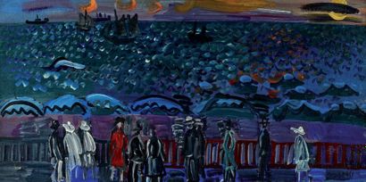 Raoul DUFY (1877-1953) Promenade au bord de la mer
Huile sur toile, signée en bas...