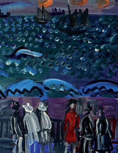 Raoul DUFY (1877-1953) Promenade au bord de la mer
Huile sur toile, signée en bas...