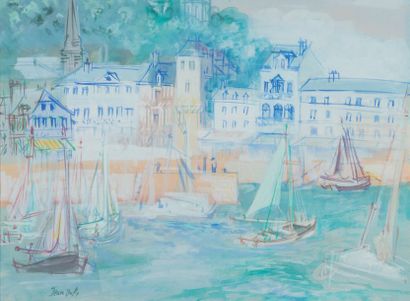 Jean DUFY (1888-1964) Honfleur, le port
Gouache, signée en bas vers la gauche 43,5...