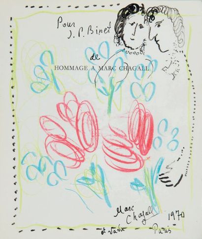 Marc CHAGALL (1887-1985) Hommage á Marc Chagall pour J.P Binet, 1970
Pastel et encre...