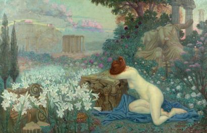 Jean GREGORIAN Femme éplorée, 1909
Huile sur toile, signée, datée et située Paris...
