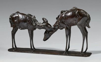 BUGATTI Rembrandt (1884-1916) «Deux antilopes Koudou» ou «Deux amis». Épreuve en...