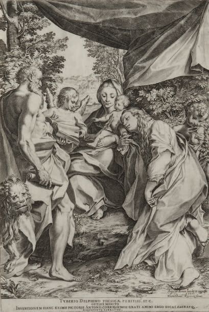 Agostino CARRACHE (1557-1602) La Madone de Saint Jérome, d'après Le Corrège.
Eau-forte...