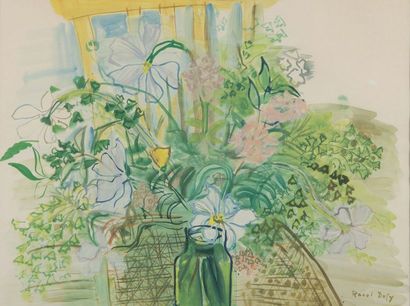 Raoul DUFY (1877-1953) Bouquet de fleurs dans un vase
Lithographie en couleurs, signature...