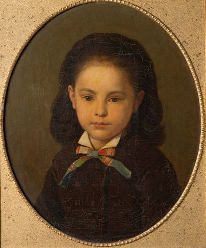 Louis Alphonse GAITET (1836-1919) Portrait de petite fille, 1874
Huile sur toile,...