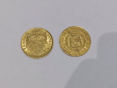 null 
2 pièces de 40 Lires or Italie datées 1813 et 1822