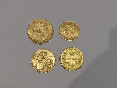 null 
Lot de 4 pièces en or comprenant :

Pièce de 2 Friedrich or datée 1848

Pièce...