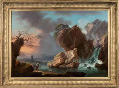 Carlo BONAVIA (Rome ? - Naples 1788) Pêcheurs près d'une cascade
Toile
65 x 95 c...