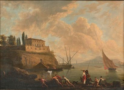 Ecole FRANCAISE du début du XIXème siècle, suiveur de Claude Joseph VERNET Pêcheurs...