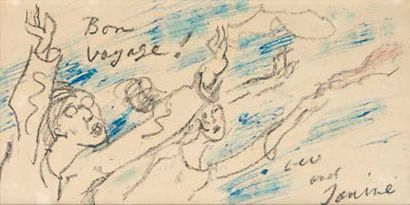 Léo MICHELSON (1887-1978) Bon voyage
Dessin au pastel gras, dédicacé, signé Léo and...