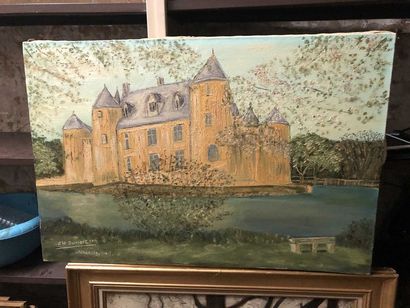 null Charles DUMORTIER « château de la ville Ainey le viel » huile sur toile signée...
