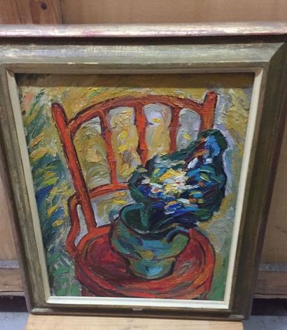 null Andreï NEGURA (né en 1956) La chaise rouge. Huile sur toile signée en bas à...