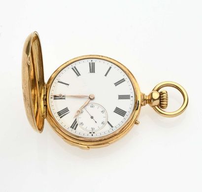 null CHARLES OUDIN 18K yellow gold (750° millièlmes) soap pocket watch with mechanical...