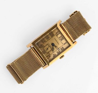 null LONGINES City watch in 18K yellow gold (750°millièmes). - Rectangular case,...