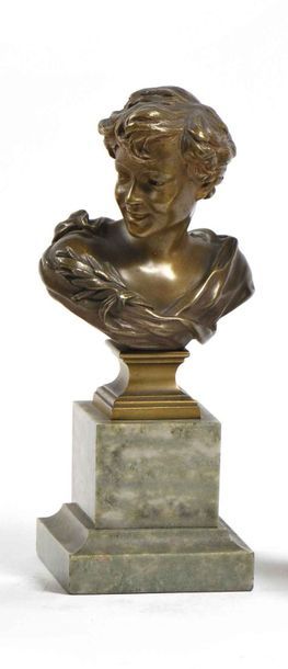 null Eugène René ARSAL (1884-1972) Buste de jeune homme Epreuve en bronze à patine...