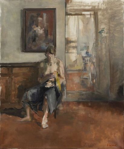 null François LEGRAND (Né en 1951) La mère Huile sur toile 65,5 x 54,5 cm