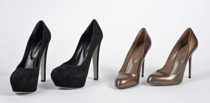 null Sergio ROSSI : plate forme shoes en daim noir talons 15 cm – plate forme 3 cm...