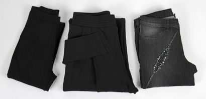 null GIVENCHY – Emilio PUCCI – DOLCE GABBANA : pantalon large en coton noir T. S...