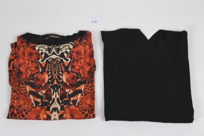 null Roberto CAVALLI – Emilio PUCCI : un pull en soie noire avec impression de roses...