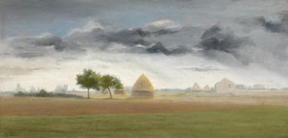 Antoine CHINTREUIL (1814-1873) La plaine par un jour de pluie en octobre Huile sur...