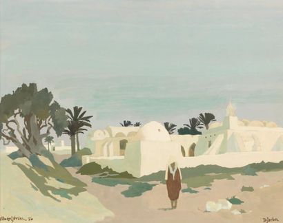 Clément SERVEAU (1886-1972) Djerba Aquarelle. Signée en bas à gauche et située à...