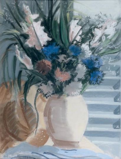 Dimitri BOUCHENE (1893-1993) Bouquet de fleurs, 1928 Gouache. Signée en bas à gauche...